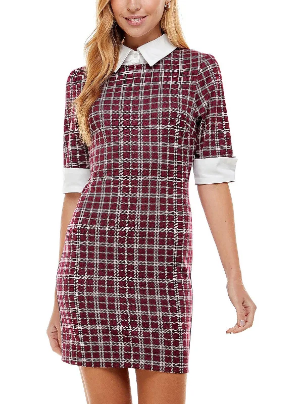 Juniors Womens Plaid Mini Bodycon Dress Disco - Inspired Retro Dance Look