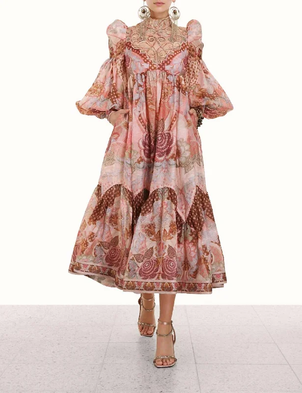 Kaleidoscope Swirl Yoke Midi Dress In Apricot Floral Fashionista Favorites