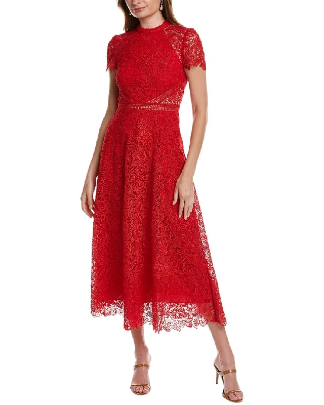 ML Monique Lhuillier Lace Midi Dress Urban Femme Streetwear