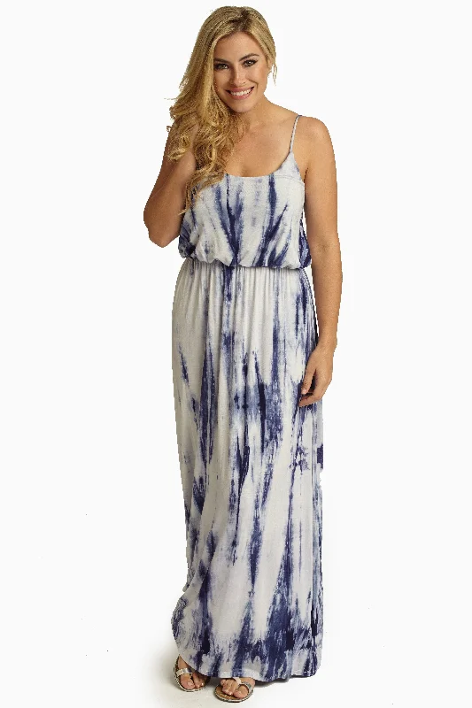 Navy Blue Tie Dye Maxi Dress Style Upgrade