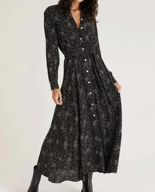 Phoenix Dot Midi Dress in Black Budget Friendly