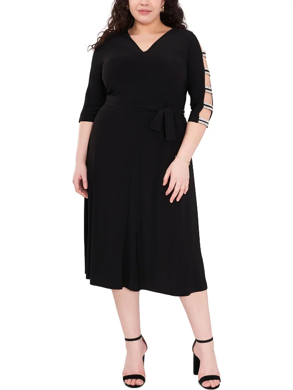 Plus Womens Knit Ladder Sleeves Cocktail and Party Dress Elevate Your Wardrobe