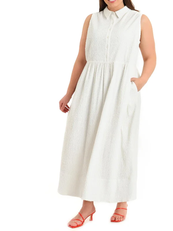 Plus Womens Textured Sleeveless Shirtdress Clearance Event