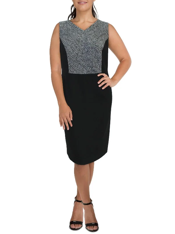 Plus Womens V-Neck Sleeveless Sheath Dress Best Sellers