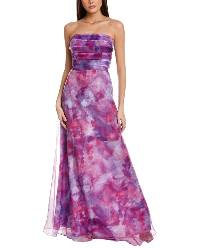 Rene Ruiz Floral Organza Strapless A-Line Gown Comfortable Chic