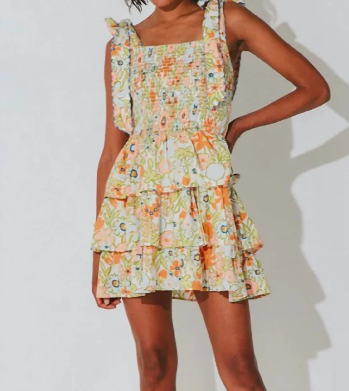 Tamara Mini Dress In Retro Floral Spring Wardrobe