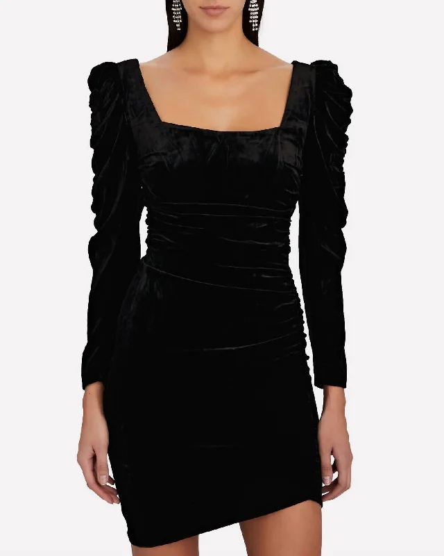 Toki Asymmetric Ruched Velvet Dress In Black Fashion For Every Occasion