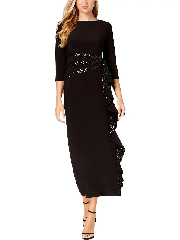 Womens Cascading Sequin Evening Dress Effortless Sophistication