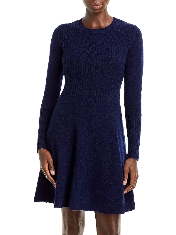 Womens Cashmere Ribbed Fit & Flare Dress Trending Items