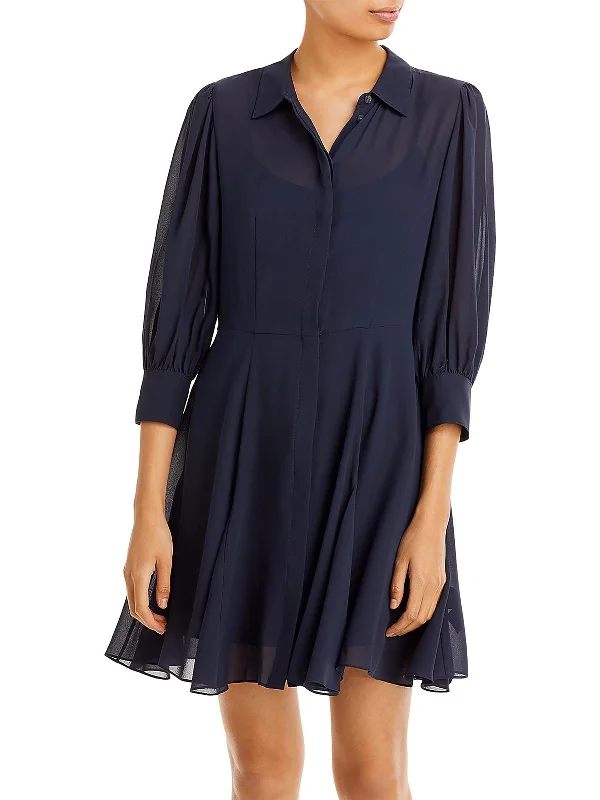 Womens Collared Midi Shirtdress Statement Piece