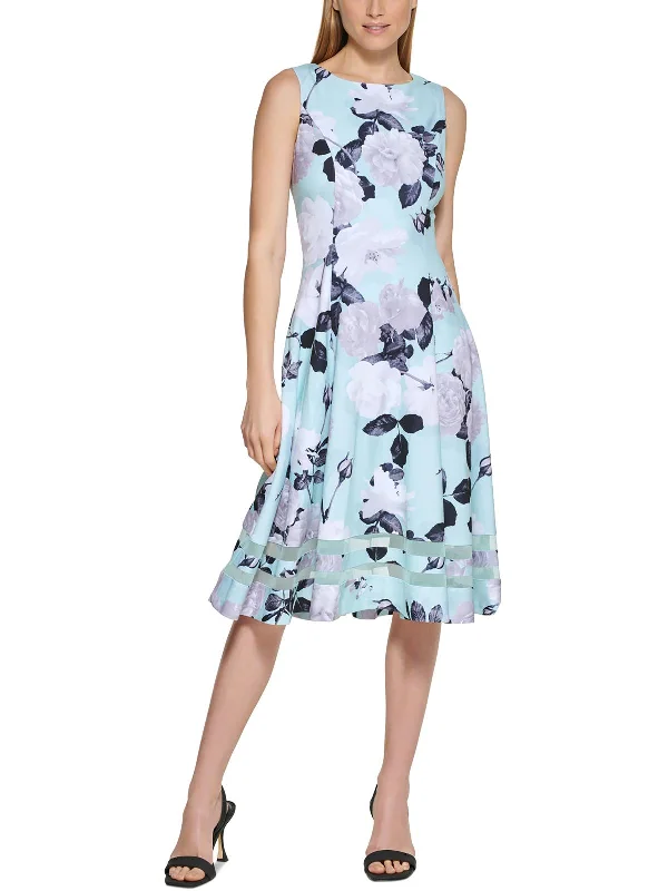 Womens Floral Sleeveless Midi Dress Fashion Forward Femme