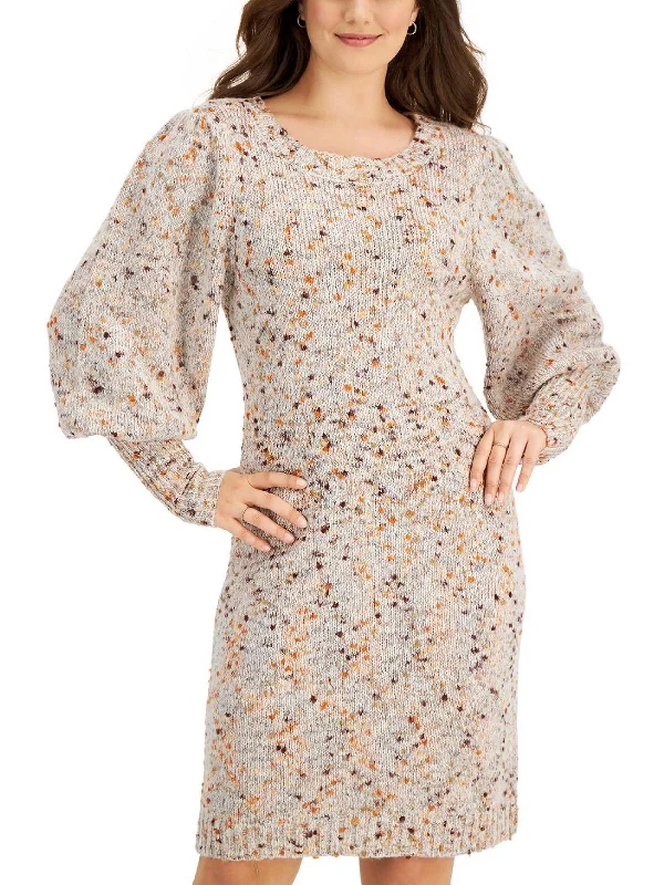 Womens Jewel Neck Long Sleeve Sweaterdress Dreamy Aesthetic