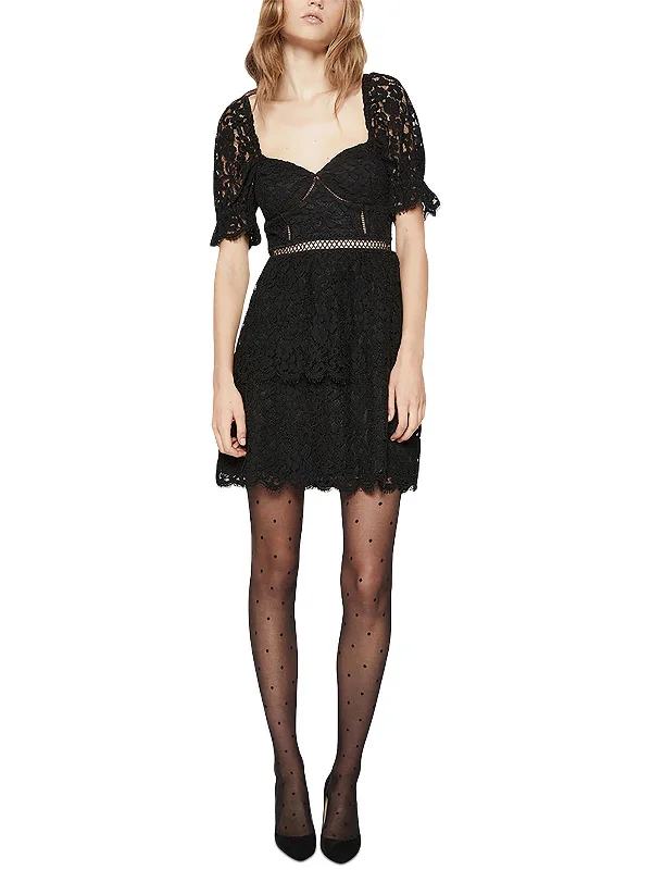 Womens Lace Mini Fit & Flare Dress Seasonal Fashion