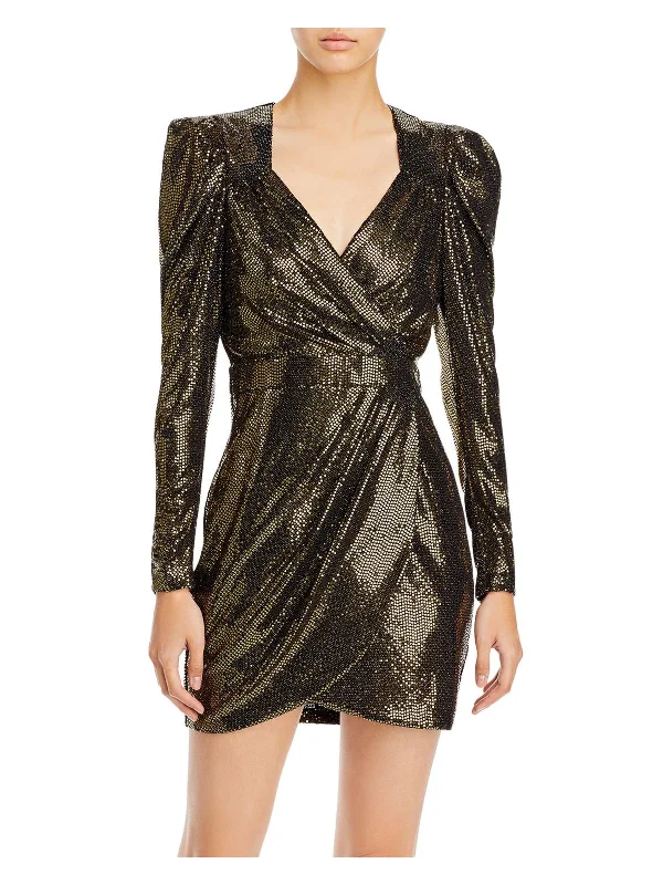 Womens Metallic Mini Cocktail and Party Dress Stylish Savings