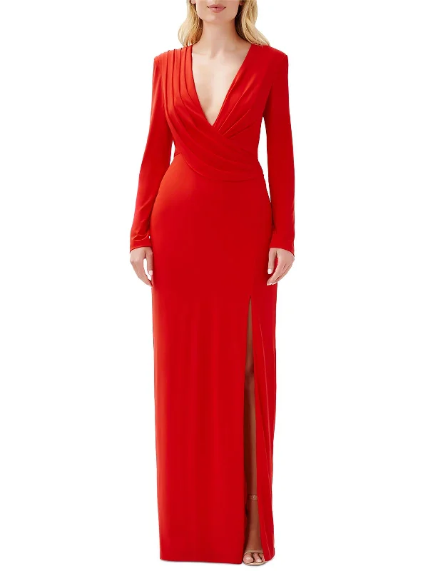 Womens Plunging V Neck Evening Dress Fashion Forward