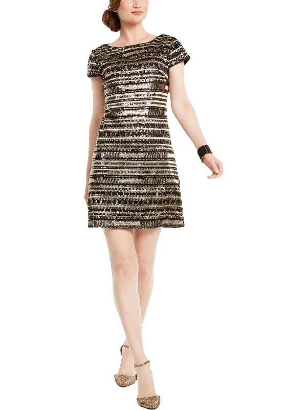 Womens Sequined Cap Sleeve Cocktail Dress Season Transition Versatile Wear Clearance