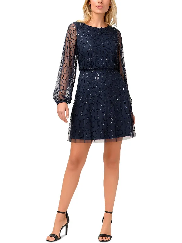 Womens Sequined Mini Cocktail and Party Dress Refined Look