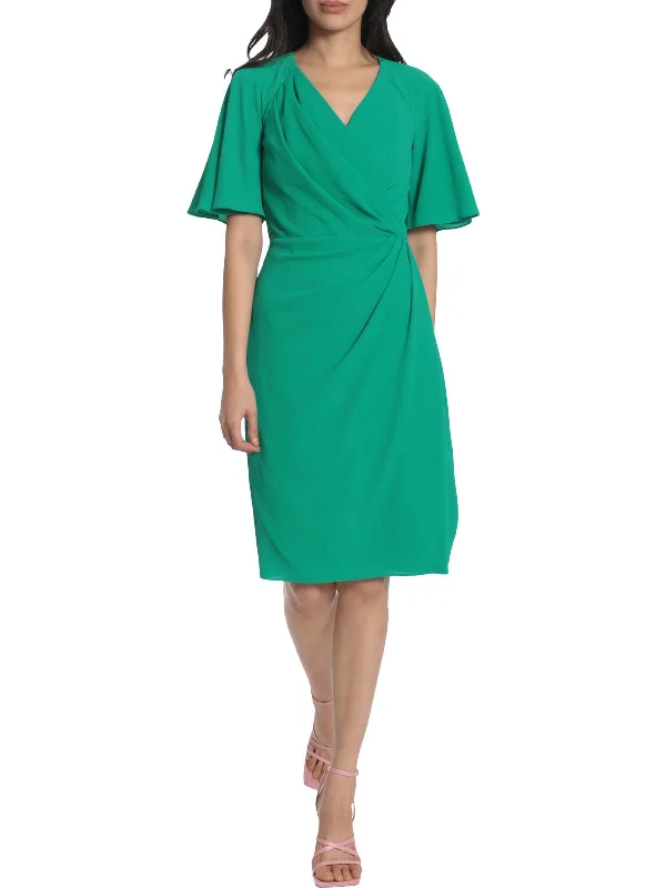 Womens Textured Knee Length Wrap Dress Huge Savings On Parisian Styles