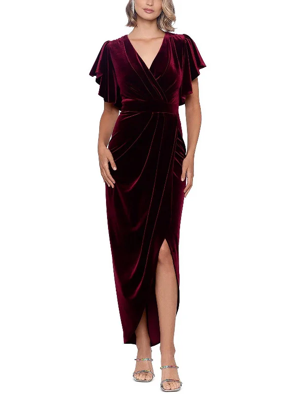 Womens Velvet Maxi Evening Dress Parisian Effortless Chic Style