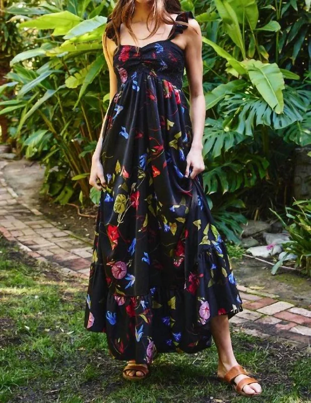 Wrenley Floral Maxi Dress In Black Mutli Gorgeous Glamour Collection