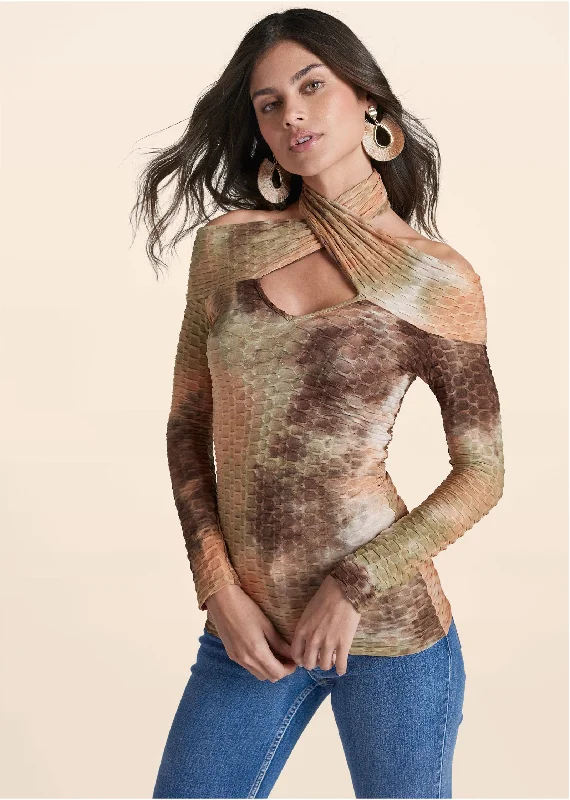 Saharan Tie Dye Top - Brown Multi Nordic Minimalist Home Look