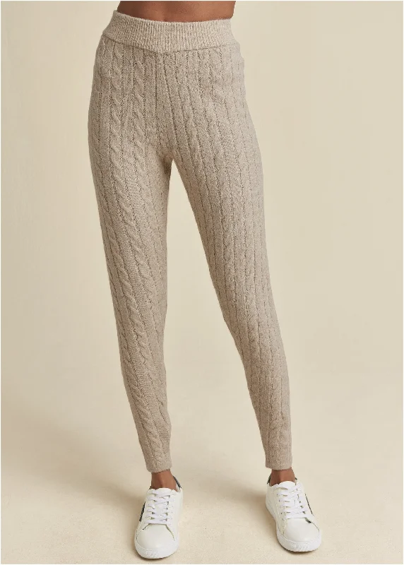 Cable Knit Leggings - Oatmeal Heather Vintage Style Clothing Sale