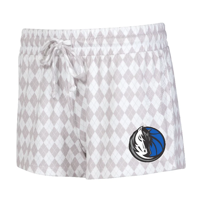 DALLAS MAVERICKS CONCEPT SPORTS WOMENS CREAM AND GRAY PATTERNED SHORTS Quick Grab Deals